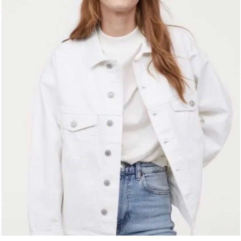 Zara White Denim Button Down Overshirt Jacket 100% Cotton